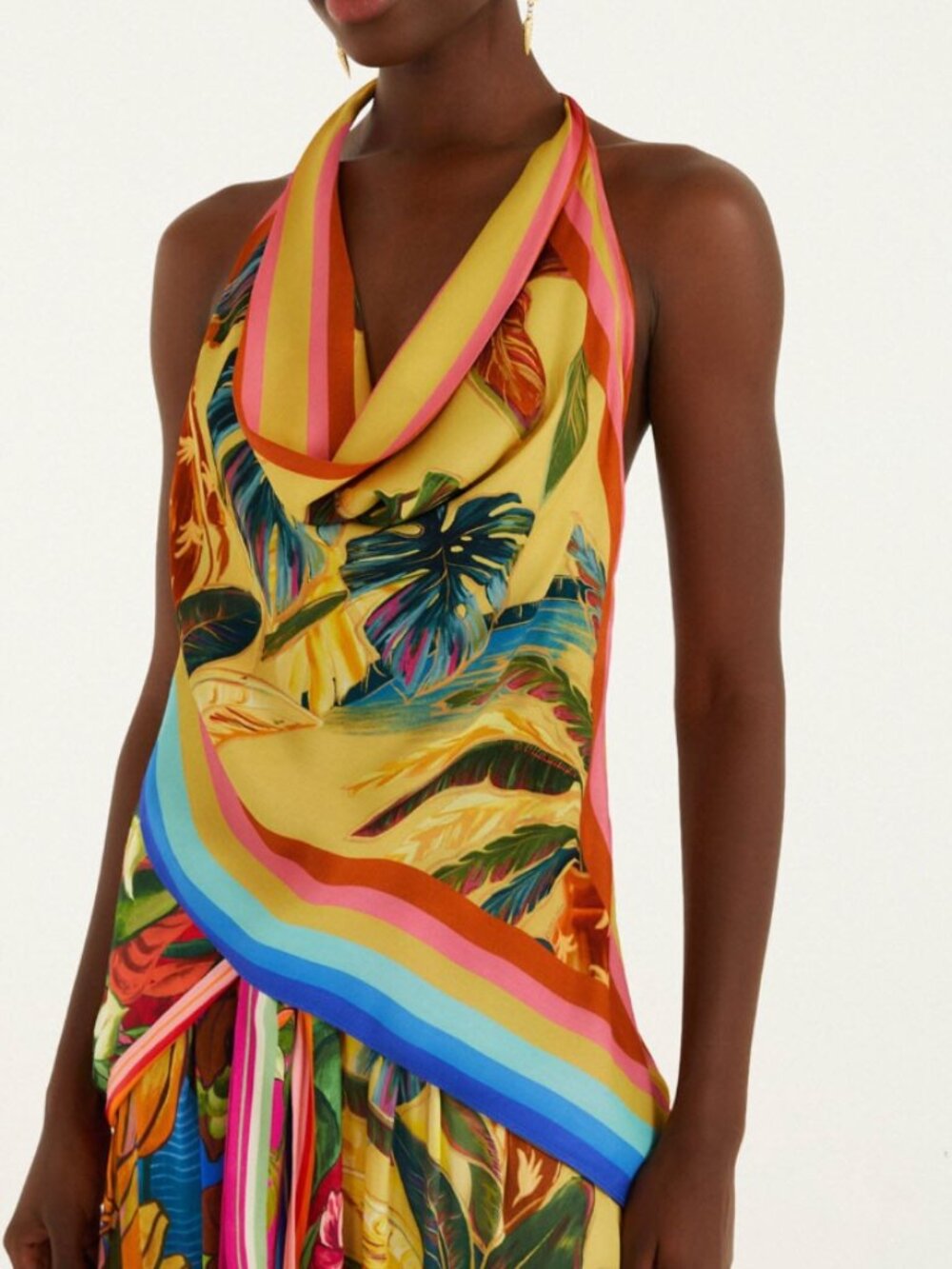 FARM RIO NWT Multicolor Rainbow Summer Scarf Blouse